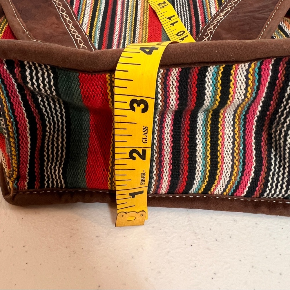 Bohemian Striped Gheri Textile Woven Crossbody Bag Bead Toggle Festival Hippie - Picture 10 of 14